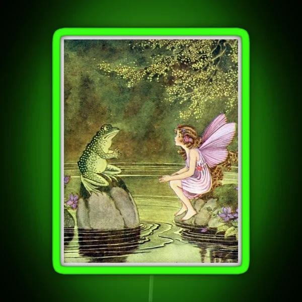 Frog And Fairy Talking Ida Rentoul Outhwaite RGB Neon Sign