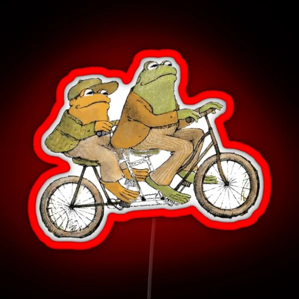 Frog And Toad Riding A Bicycle RGB Neon Sign