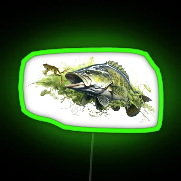Frog For Dinner For Largemouth RGB Neon Sign