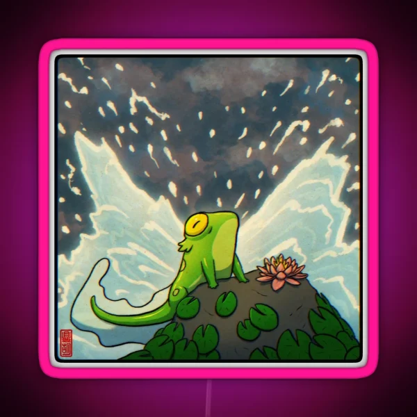 Frog Mermaid On Lilypad Rock Art RGB Neon Sign