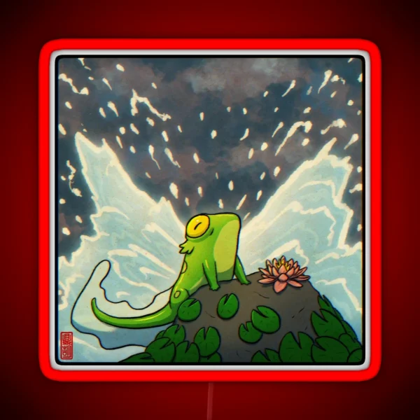 Frog Mermaid On Lilypad Rock Art RGB Neon Sign