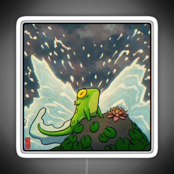 Frog Mermaid On Lilypad Rock Art RGB Neon Sign