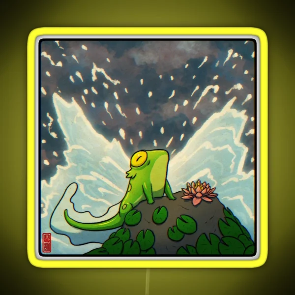 Frog Mermaid On Lilypad Rock Art RGB Neon Sign