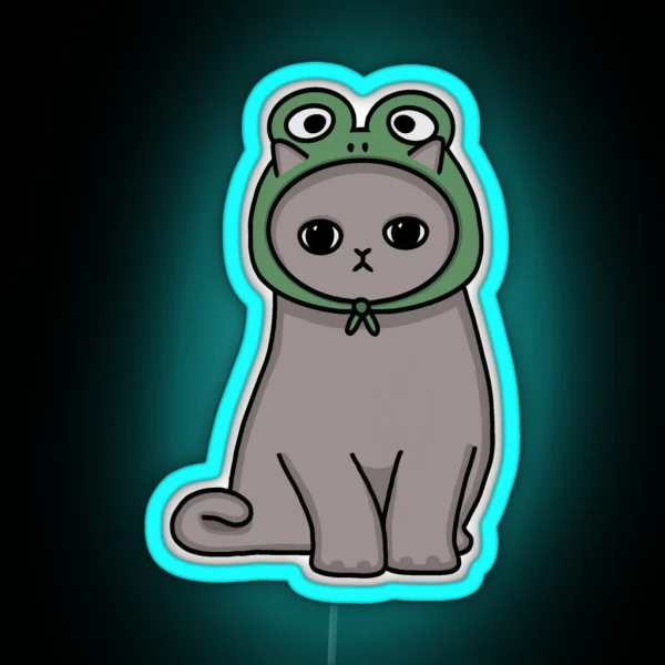 Froggy Hat Cat RGB Neon Sign