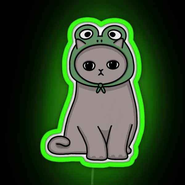 Froggy Hat Cat RGB Neon Sign