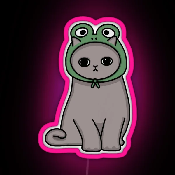 Froggy Hat Cat RGB Neon Sign
