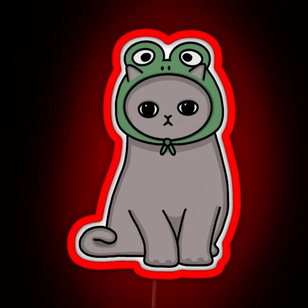 Froggy Hat Cat RGB Neon Sign