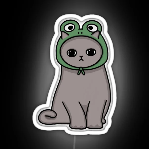 Froggy Hat Cat RGB Neon Sign
