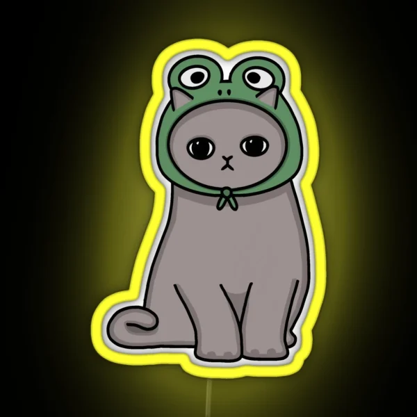 Froggy Hat Cat RGB Neon Sign