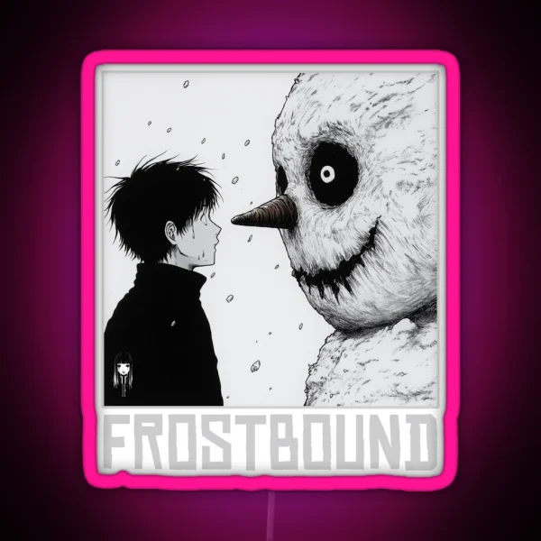 Frostbound Curse Black And White Christmas Horror Manga RGB Neon Sign