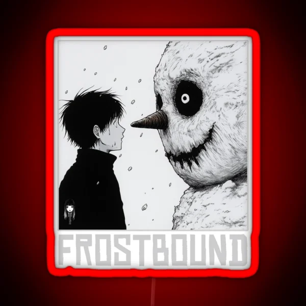 Frostbound Curse Black And White Christmas Horror Manga RGB Neon Sign