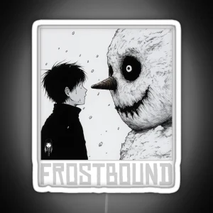 Frostbound Curse Black And White Christmas Horror Manga Anime RGB Neon Sign