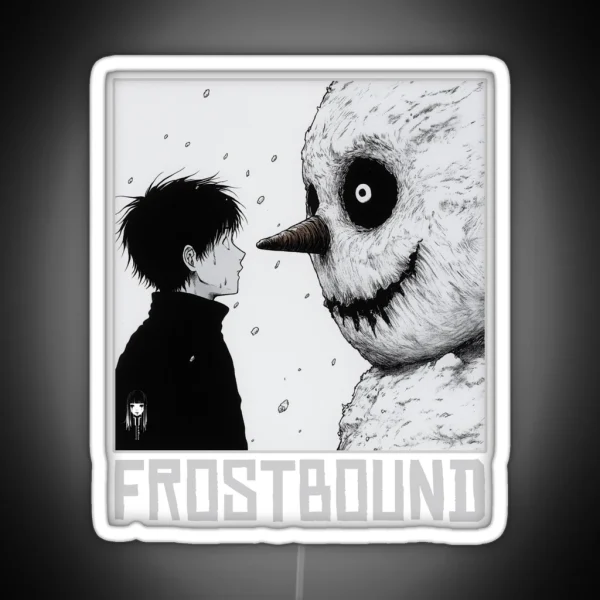 Frostbound Curse Black And White Christmas Horror Manga RGB Neon Sign
