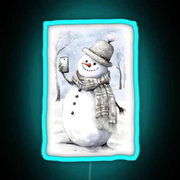 Frosty Fun Snowman S Selfie Moment RGB Neon Sign
