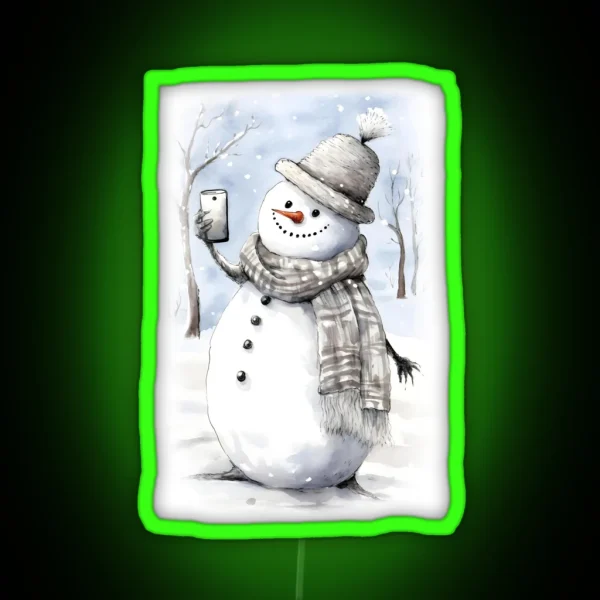 Frosty Fun Snowman S Selfie Moment RGB Neon Sign