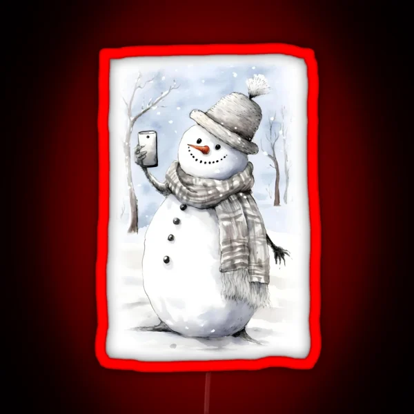 Frosty Fun Snowman S Selfie Moment RGB Neon Sign
