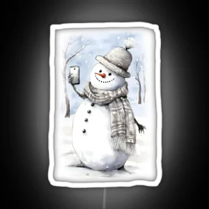 Frosty Fun Snowman S Selfie Moment RGB Neon Sign