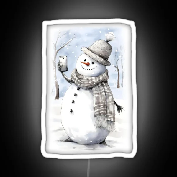Frosty Fun Snowman S Selfie Moment RGB Neon Sign