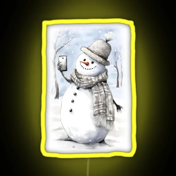 Frosty Fun Snowman S Selfie Moment RGB Neon Sign