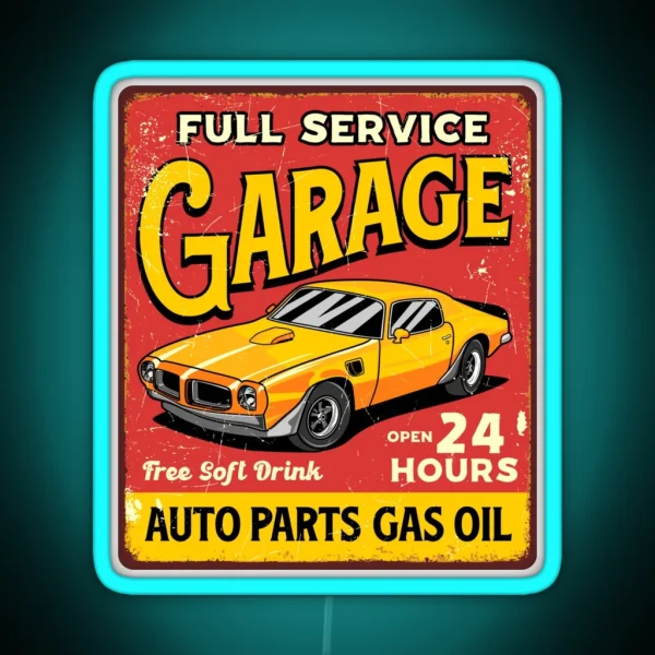 Full Service Garage RGB Neon Sign