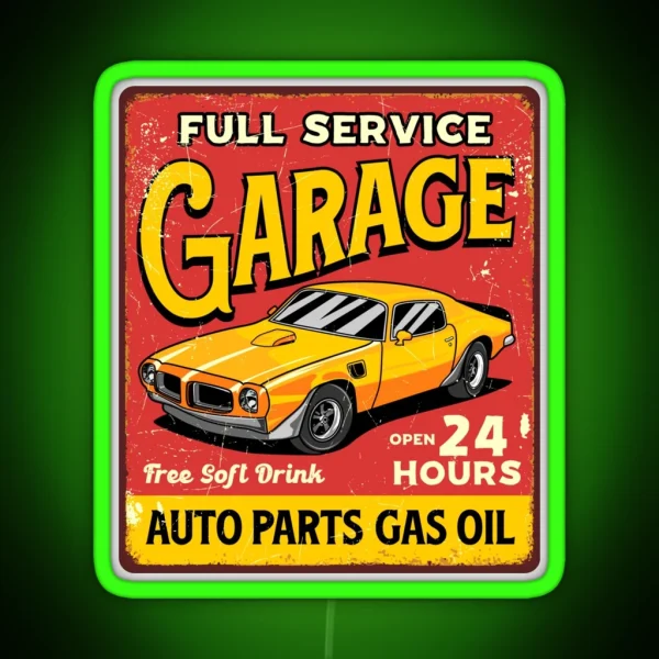 Full Service Garage RGB Neon Sign