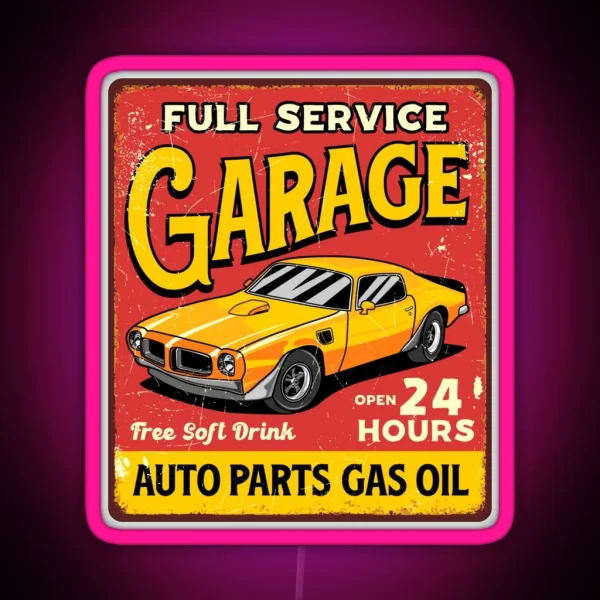 Full Service Garage RGB Neon Sign