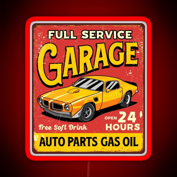 Full Service Garage RGB Neon Sign