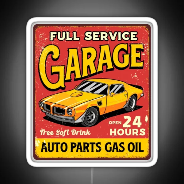 Full Service Garage RGB Neon Sign
