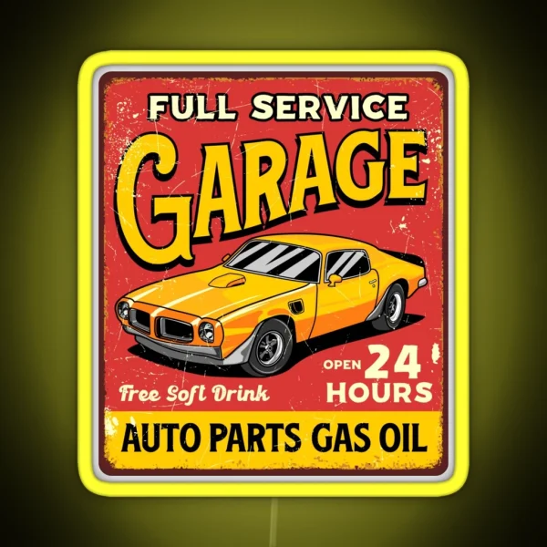 Full Service Garage RGB Neon Sign