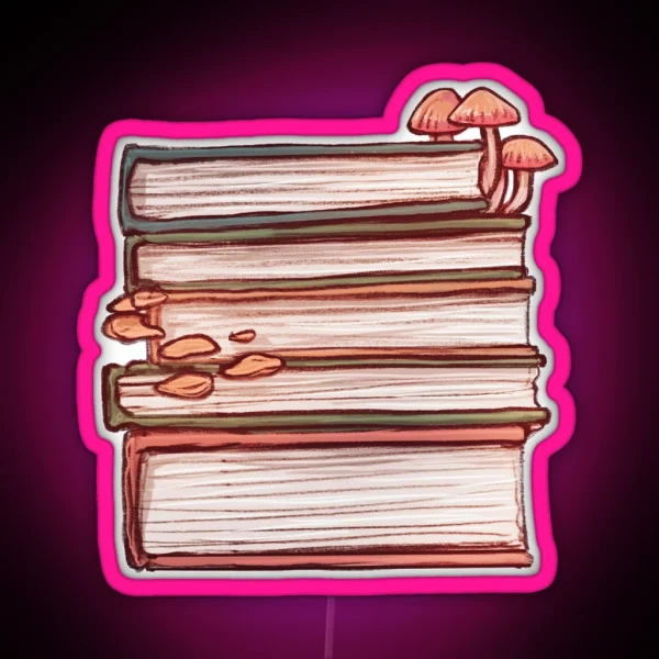 Fungi Book Stack RGB Neon Sign