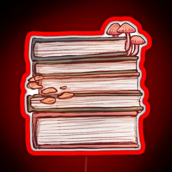 Fungi Book Stack RGB Neon Sign