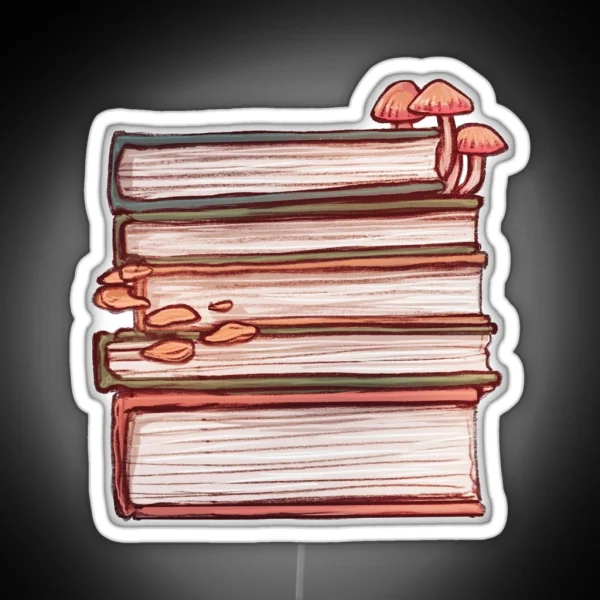Fungi Book Stack RGB Neon Sign
