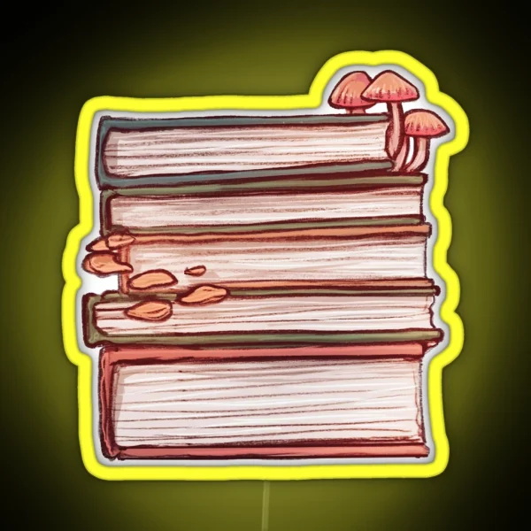 Fungi Book Stack RGB Neon Sign
