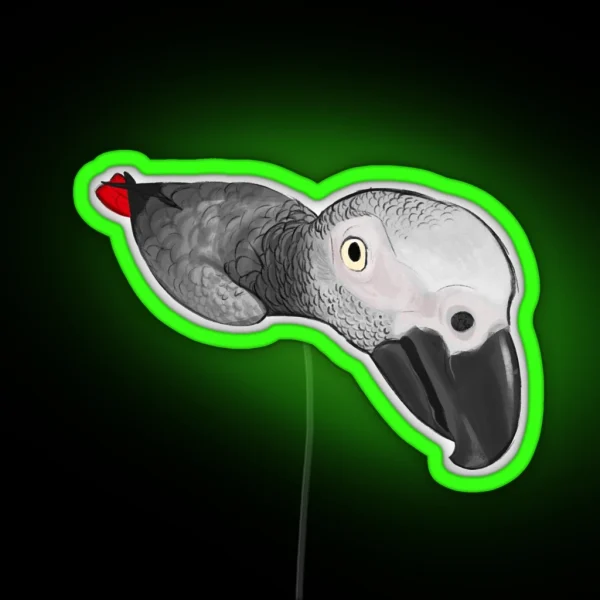 Funky Angle African Grey RGB Neon Sign