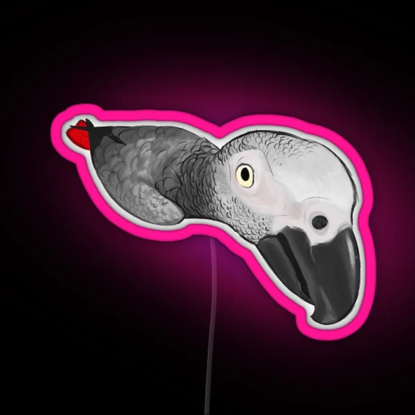 Funky Angle African Grey RGB Neon Sign