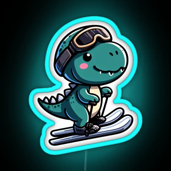 Funny And Cute Ski Rex Skiing Enjoy The Winter Sport RGB Neon Sign