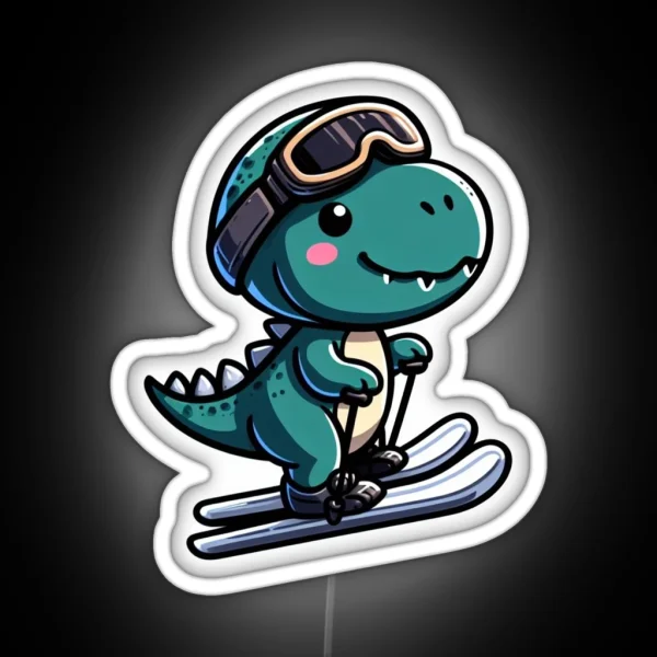 Funny And Cute Ski Rex Skiing Enjoy The Winter Sport RGB Neon Sign