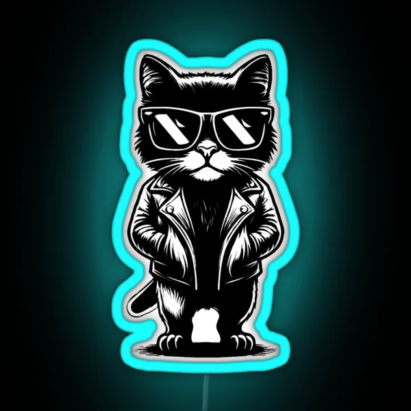 Funny Badass Black Cat RGB Neon Sign
