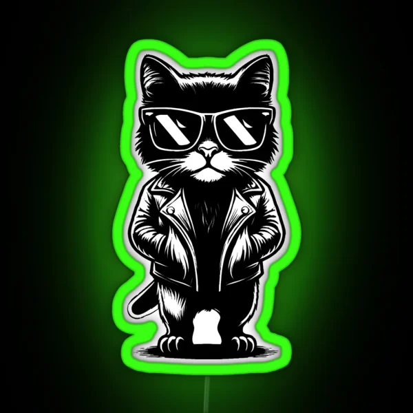 Funny Badass Black Cat RGB Neon Sign