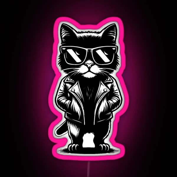 Funny Badass Black Cat RGB Neon Sign