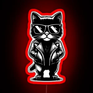 Funny Badass Black Cat RGB Neon Sign