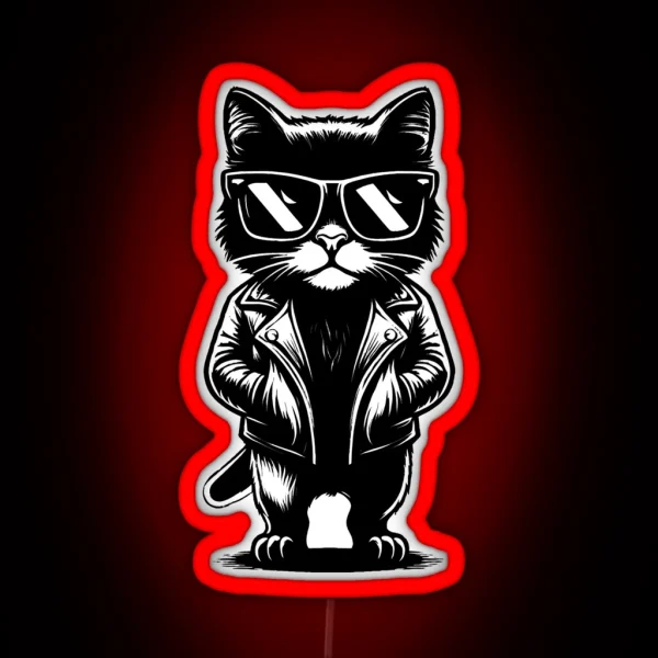 Funny Badass Black Cat RGB Neon Sign