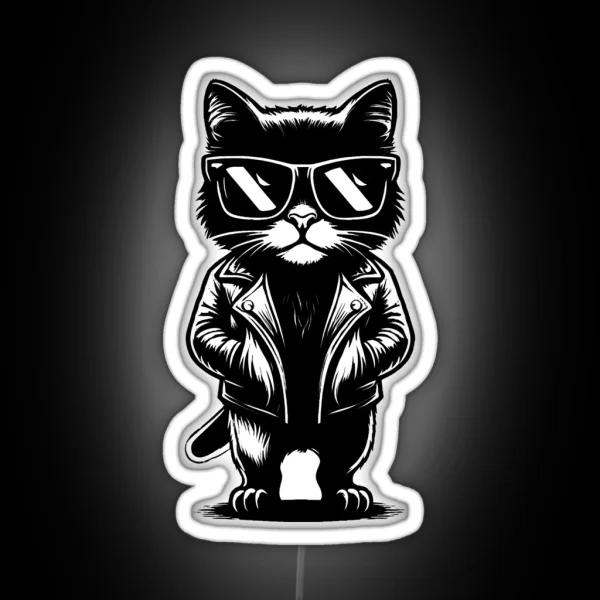 Funny Badass Black Cat RGB Neon Sign