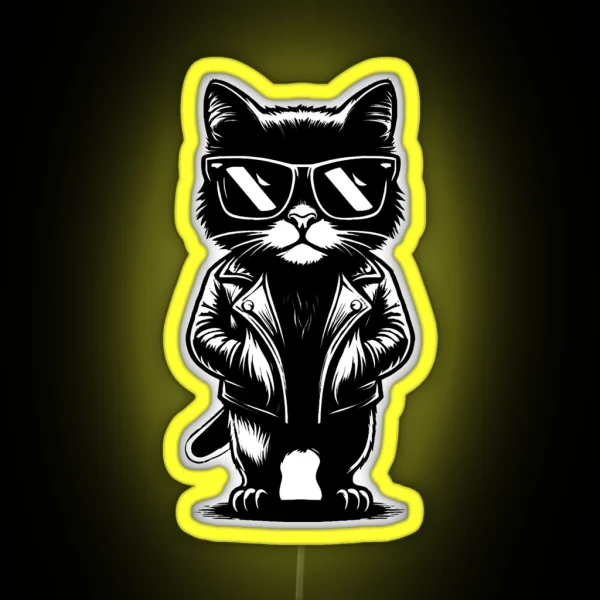 Funny Badass Black Cat RGB Neon Sign