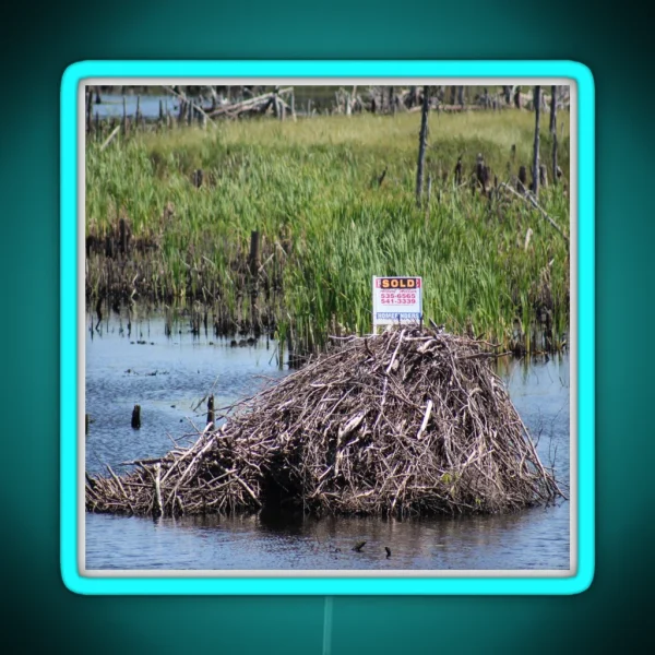 Funny Beaver House Sold RGB Neon Sign