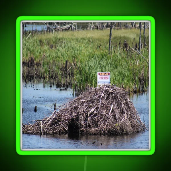 Funny Beaver House Sold RGB Neon Sign