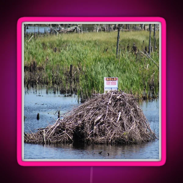 Funny Beaver House Sold RGB Neon Sign