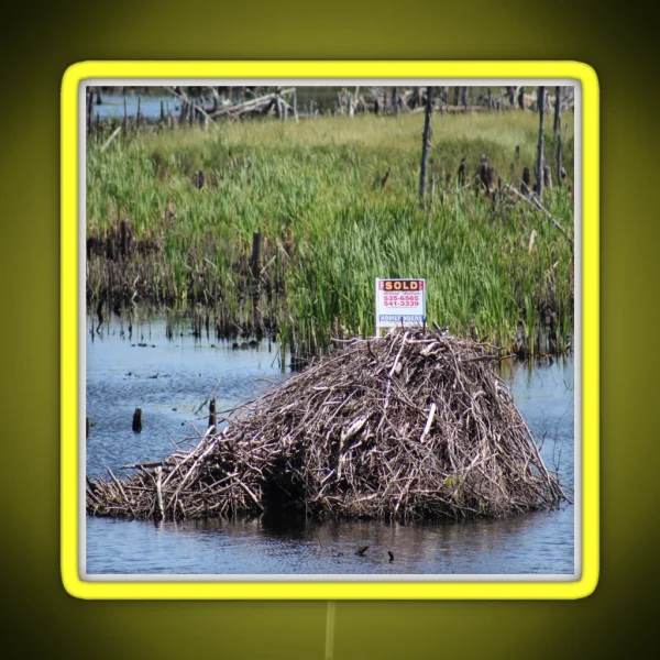 Funny Beaver House Sold RGB Neon Sign