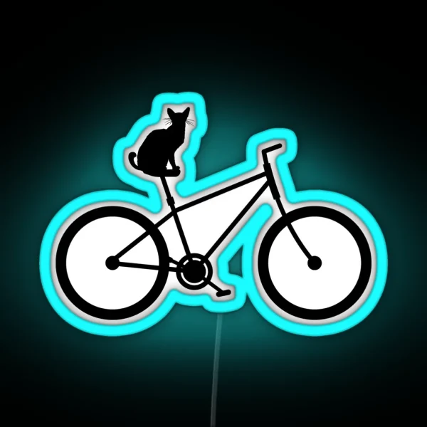 Funny Bicycle Cat Cyclist Gifled RGB Neon Sign