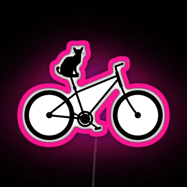 Funny Bicycle Cat Cyclist Gifled RGB Neon Sign